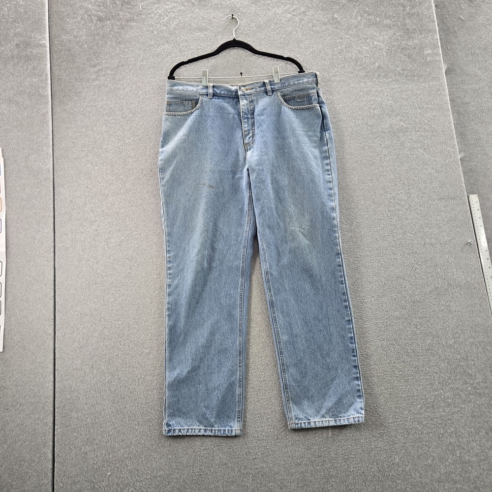 Columbia Men Jeans 36 Light Blue Denim Fish Bonehead Jean Button 29" Inseam READ